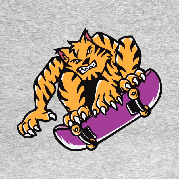 Skateboarding Tiger Cartoon by SLAG_Creative